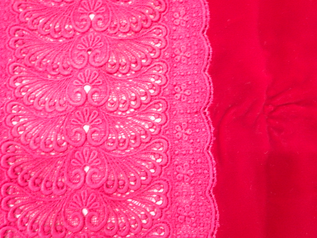  ビロードレース花模様ショール